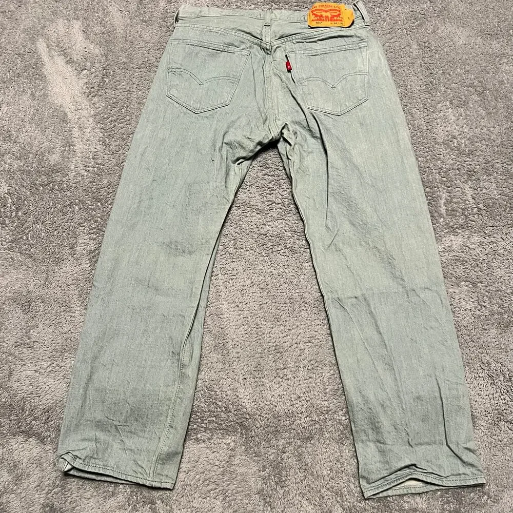 Levi’s 501 Jeans Mens 34 X30 Green Button Fly Straight Pants